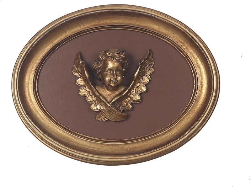 S-MANTIS Vintage Wall Sculpture, Antique Pediment, Hallway Wall Art, Hand Painted Wall Decoration With Intricate Cherub Wings Centerpiece, Gallery, Unique Gift (Antique Gold- Cherub) - Image 1